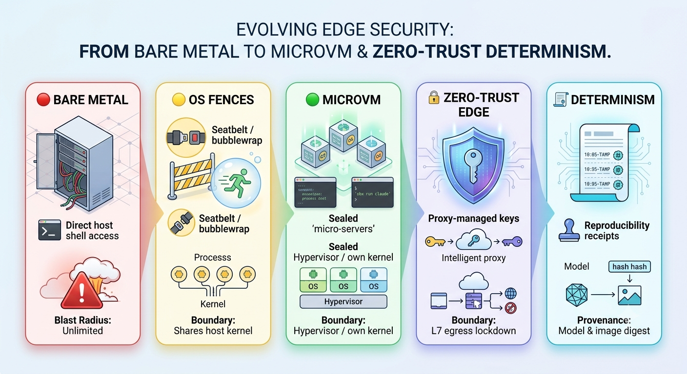 Evolving Edge Security: from bare metal to MicroVM and zero-trust determinism — the five-layer agent trust stack